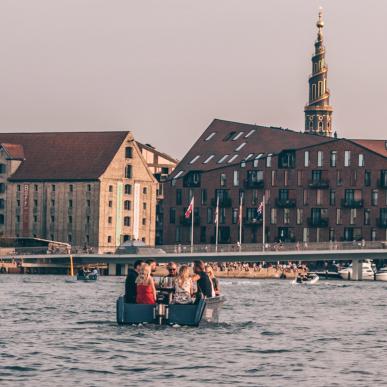 Sailing through Copenhagen Harbour in a GoBoat